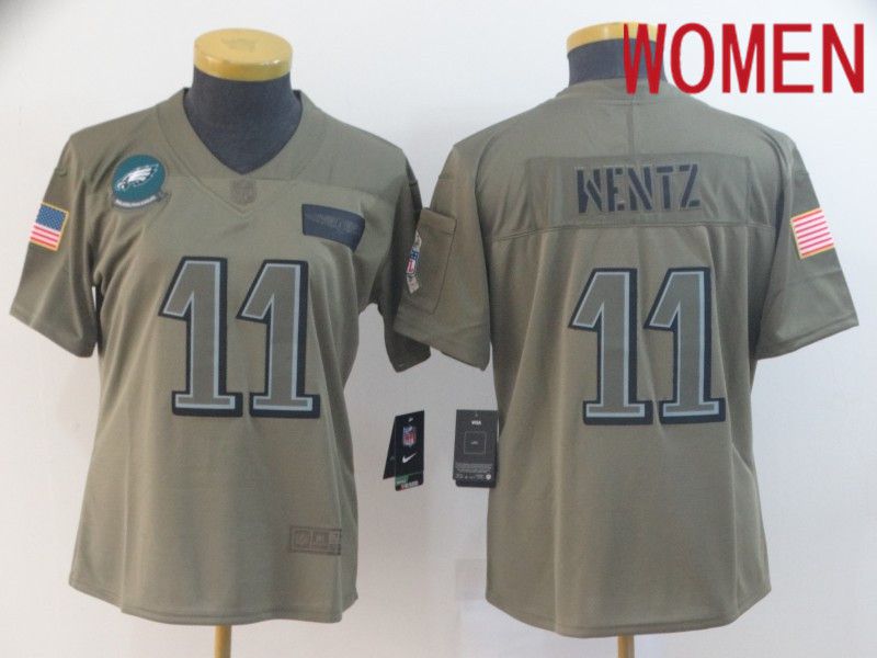 Women Philadelphia Eagles #11 Wentz Nike Camo 2019 Salute to Service Limited NFL Jerseys->youth nfl jersey->Youth Jersey